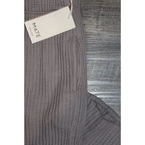 MATE THE LABEL WOMEN'S ORGANIC COTTON WAFFLE KNIT WIDE LEG PANTS NWT GRAY - Picture 5 of 7